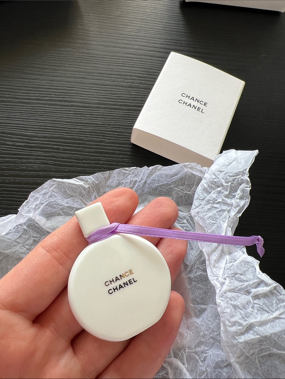 Chanel Chance ceramic mini bottle - Lavender Ribbon